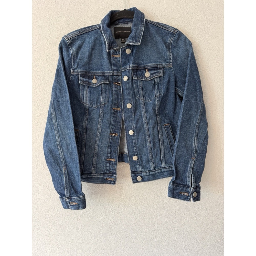 Banana Republic Denim Trucker Jacket Sz XXS Blue Jeans Stretch Grunge Retro
